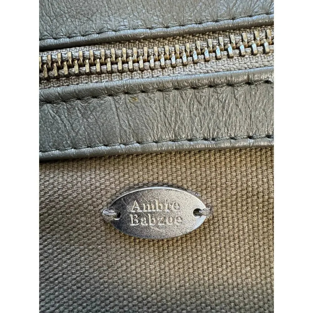 EUC Ambre Babzoe Canvas Lamb Leather Tote Bag Braided Leather Straps Brown Gray
